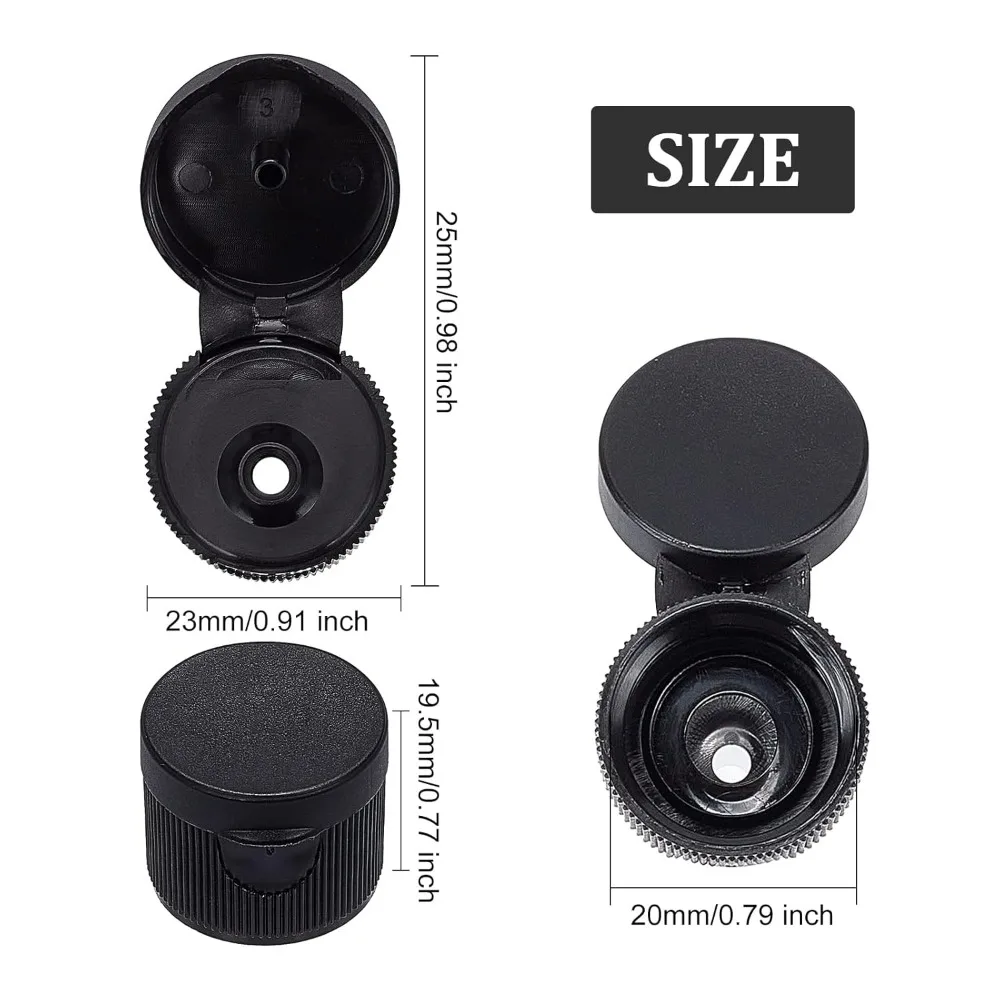 36pcs 20/410 Black Flip Top Caps Plastic Flip-Open Caps Replacement Flip-Top Cap 20mm Inner Diameter Flip Top Dispensing Caps image 2