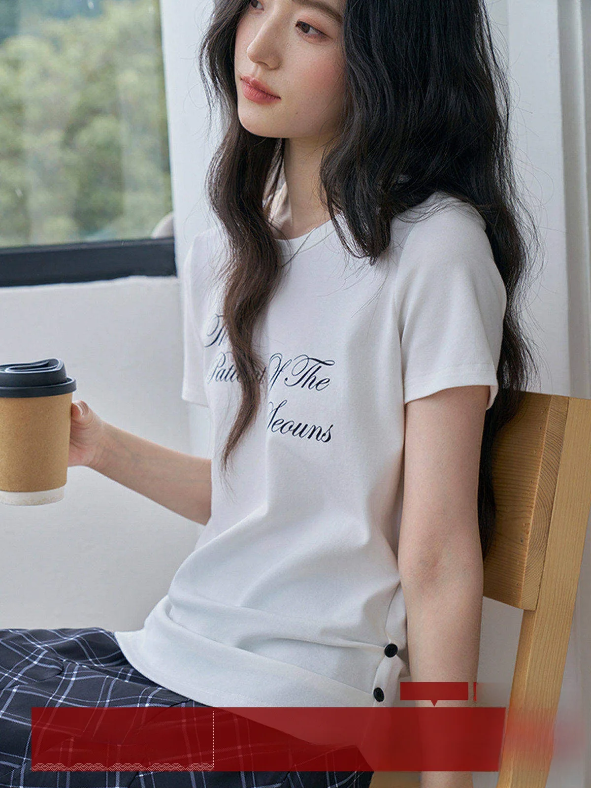 

MoZao White Letter Print round Neck Short Sleeve T-Shirt Women's Summer Slim Fit Small Size Top Korean Style Commute Fashion
