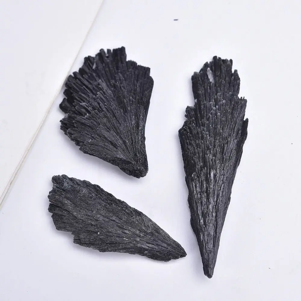 Natural Crafts Fan-shaped Black Tourmaline Funny Black Tourmaline Raw Stone Ornament Collection Natural Rough Stone