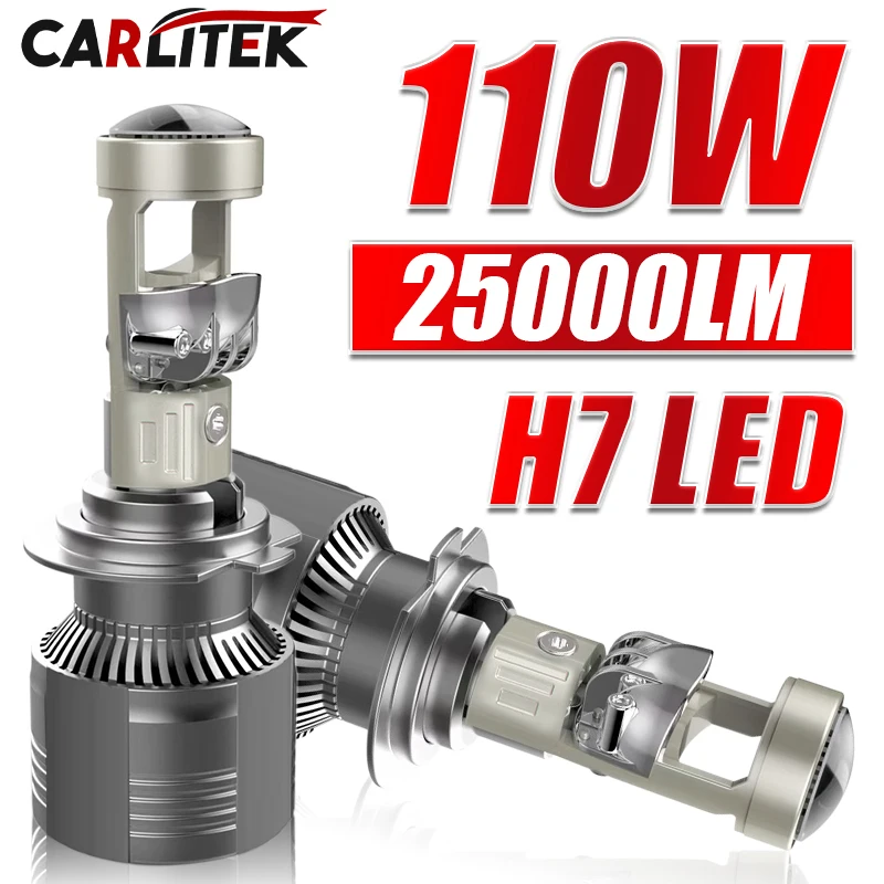 CARLITEK 2x H4 H7 H11 LHD LED المصباح عدسة صغيرة العارض 9005/9006 السيارات منخفضة شعاع STG Canbus لمبة للسيارة/المحرك 110 واط 25000LM