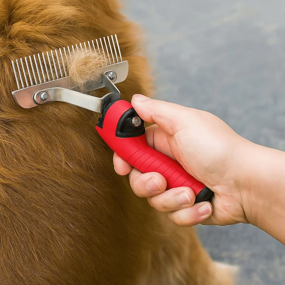 

Practical Steel Comb Pet Grooming Rake Long Tooth Anti-Slip Handle Cat Dematting Brush Dog Rake Comb Hair Grooming