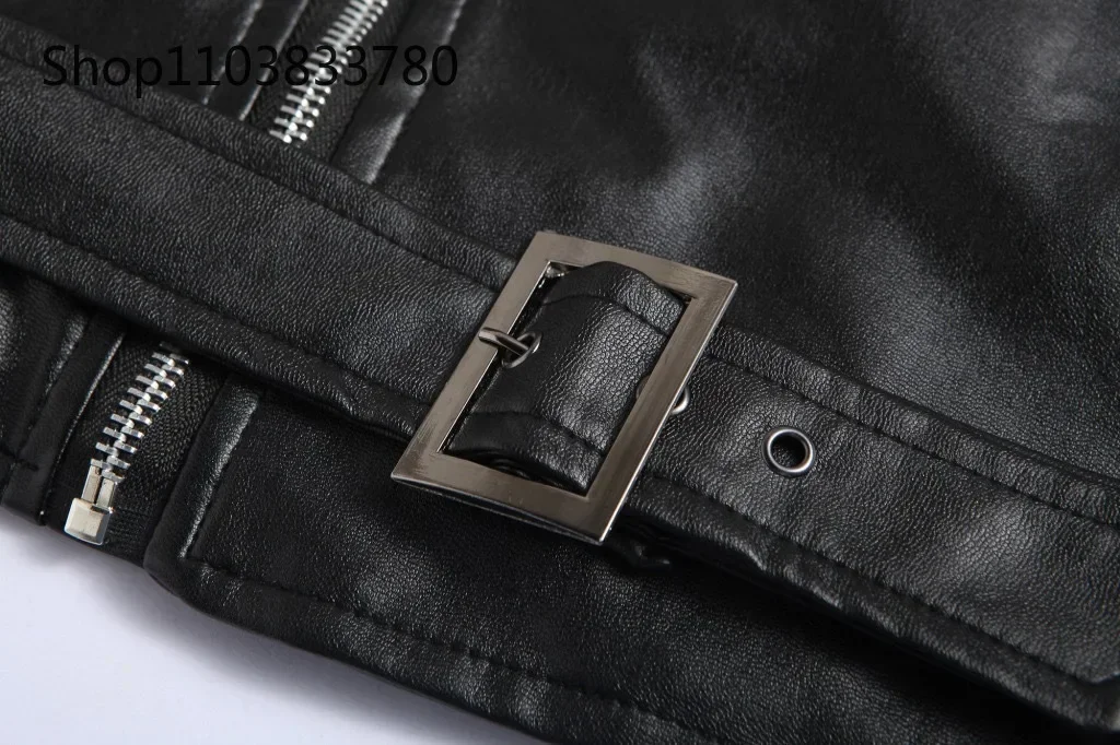 ผู้ชาย PU หนังแจ็คเก็ตรถจักรยานยนต์แฟชั่น SLIM FIT เสื้อหนังชาย Turn-Down COLLAR รถจักรยานยนต์ Outwear Streetwear 4XL