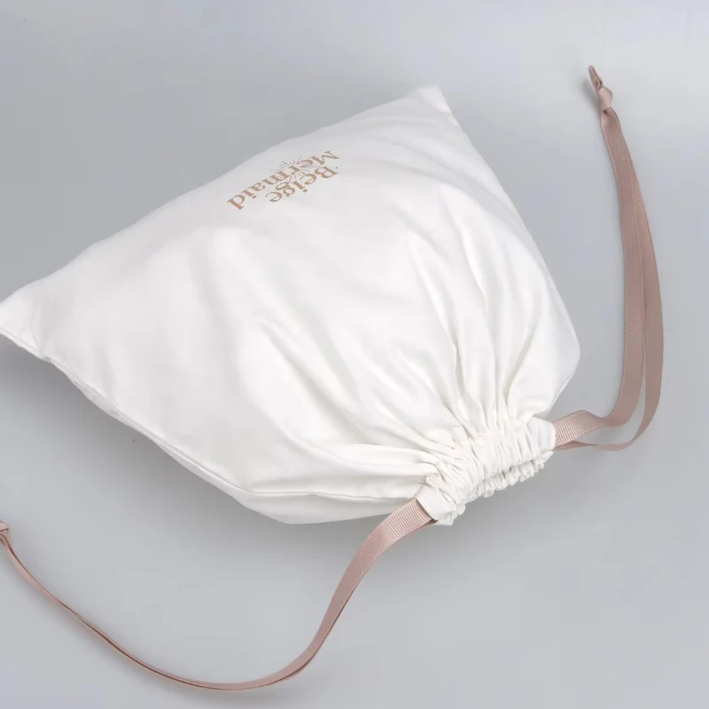 High Quality White Cotton Dust Sack for Skincare Products Custom Logo Drawstring Cosmetic Makeup Muslin Bag Jewelry Pouch
