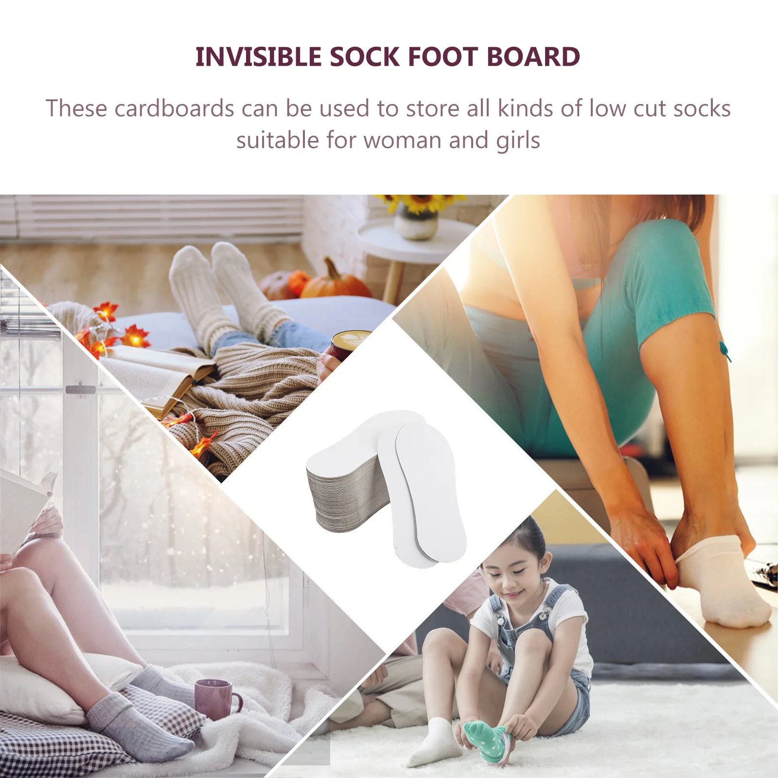 

100Pcs Sock Organizing Paperboards Invisible Socks Holder Compact Stackable Display for Women Lightweight Organizer