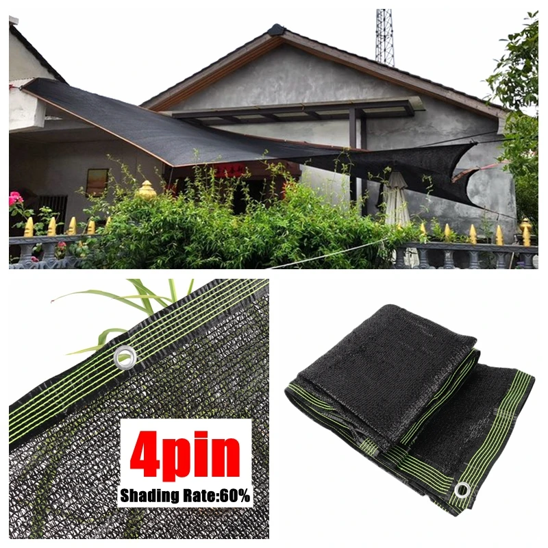 Black 4 Pin HDPE Sunshade Net Plants Garden Fence Shading Mesh Outdoor Gazebos Cover Canopy Balcony Roof Sun Shade Sails