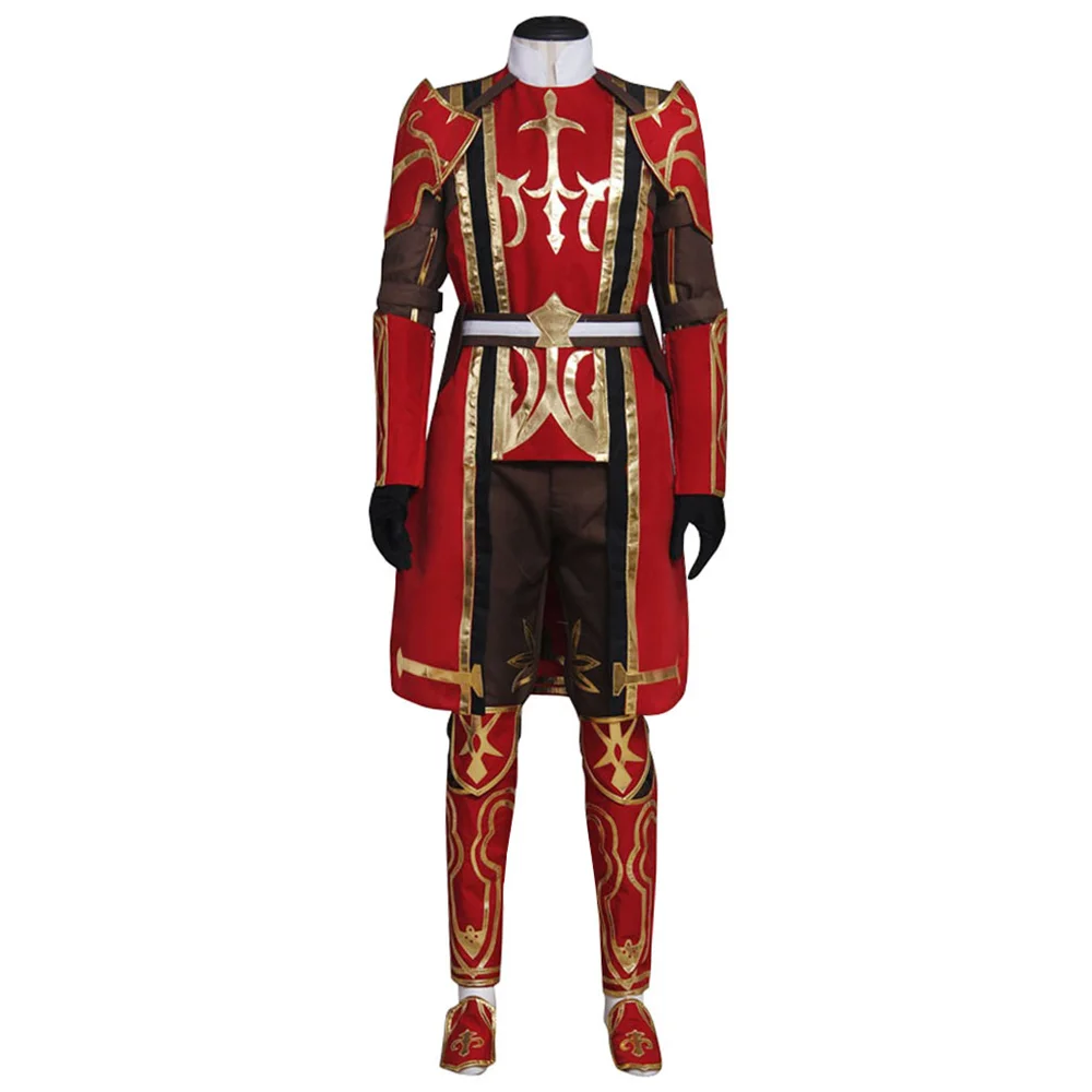 Game FF14 Red Mage Cosplay Kostuum Mannen Rode Pakken Volledige Sets met Hoed Halloween Party Outfits