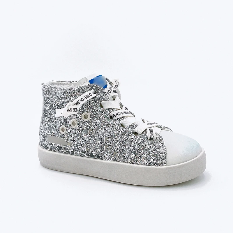 Scarpe sportive sporche alte di marca per bambini 2024 scarpe Casual per bambini di design personalizzato ragazze CCDB Glitter Kids Star Sneakers