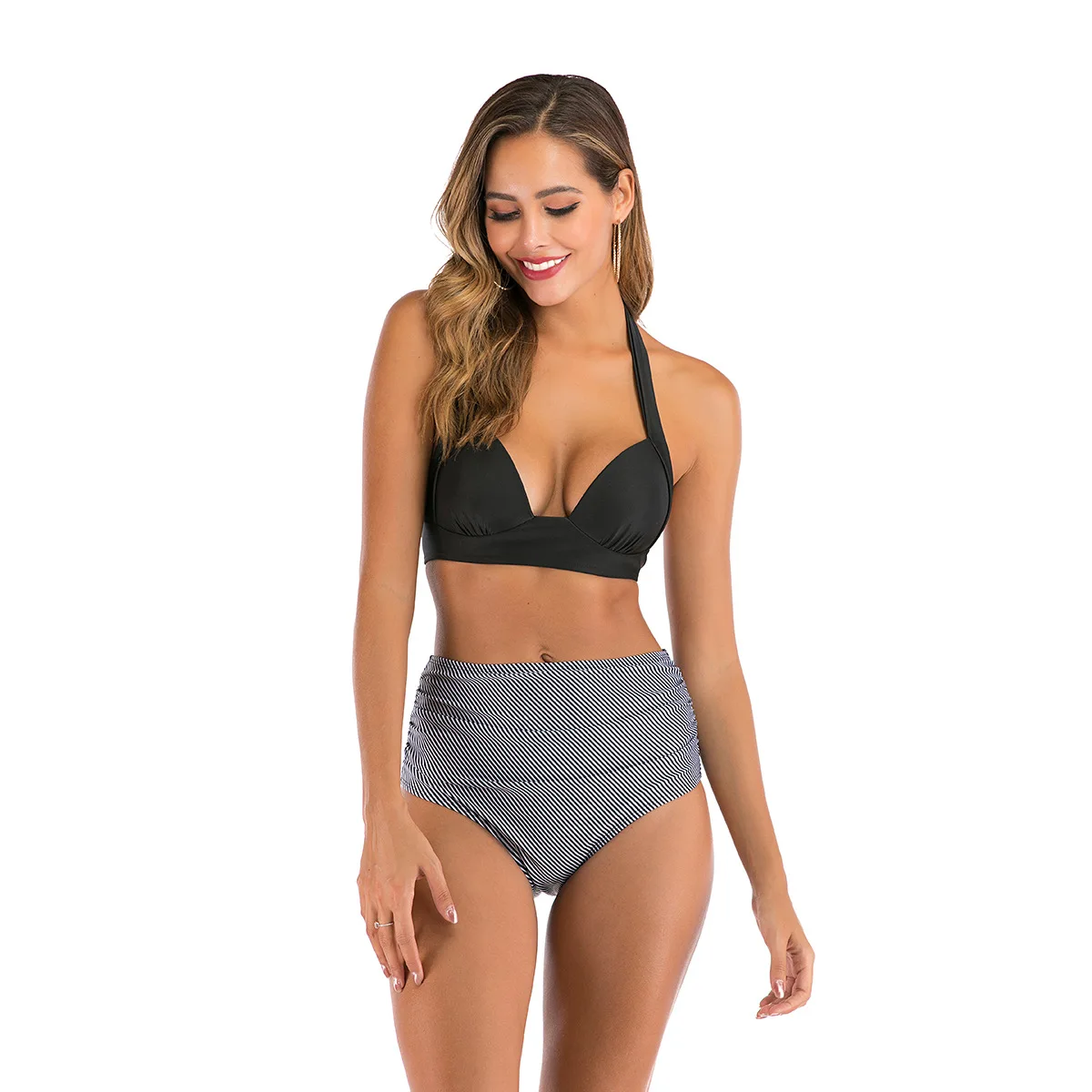 bikini suit New European and American split swimsuit sexy solid color printed bikini suit swimsuit women