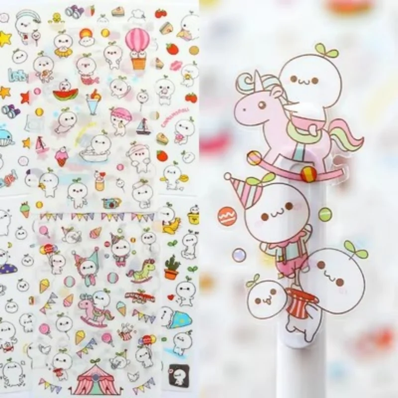 6 Sheets/Pack Cartoon Cat and Paper Stickers, Total 18 Kawaii Diary Stickers Scrapbook Daily Planner Stationery