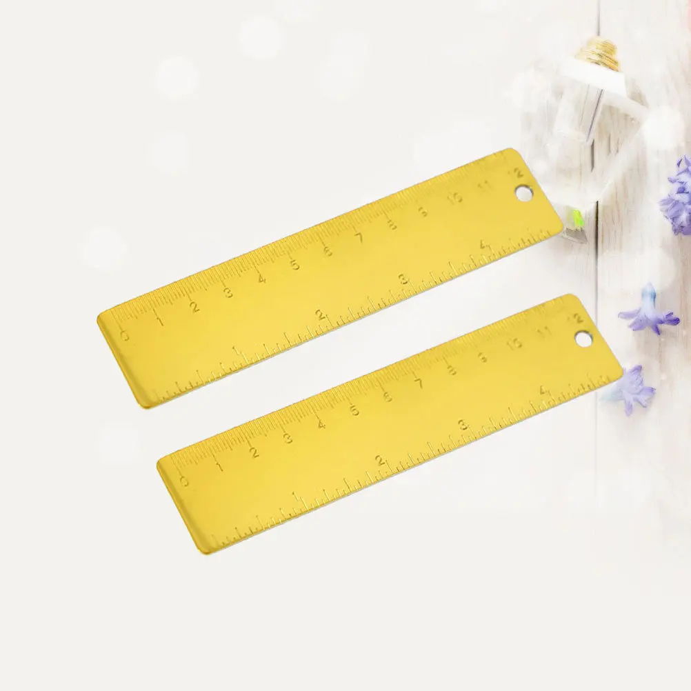 2 pcs 12Cm Stainless Steel Ruler Nordic Style Straight Ruler For Drawing Drafting School Supplies Kids Learning Tools