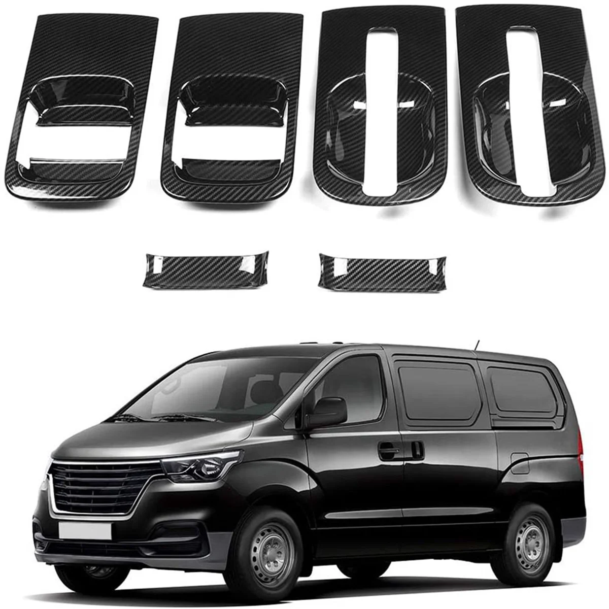 18Pcs Car ABS Carbon Fiber Door Handle Bowl Cover for Hyundai Grand Starex H1 I800 2018-2020 Car Accessories