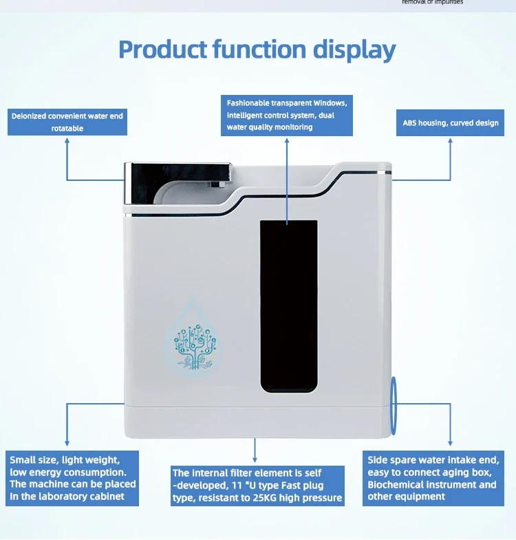 10L/Hour Deionized Water Purifier system DI Deioniser water purifier for laboratory SML-E-10