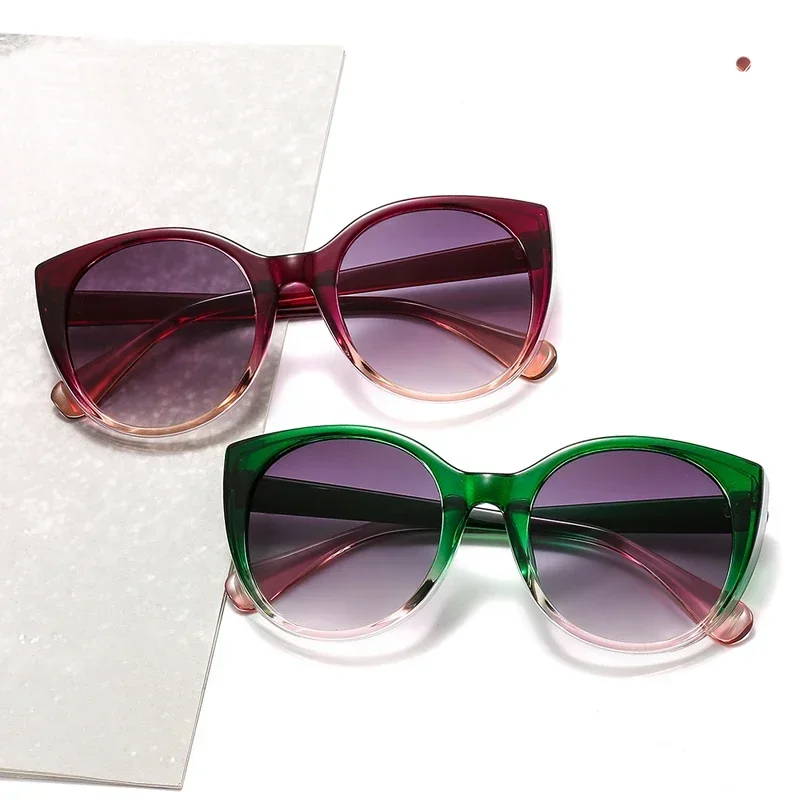 Gafas de sol tipo ojo de gato para mujer, marca de moda Desi, gafas con gradiente Vintage de gran tamaño, gafas Retro de leopardo azul, luneta de sol para mujer