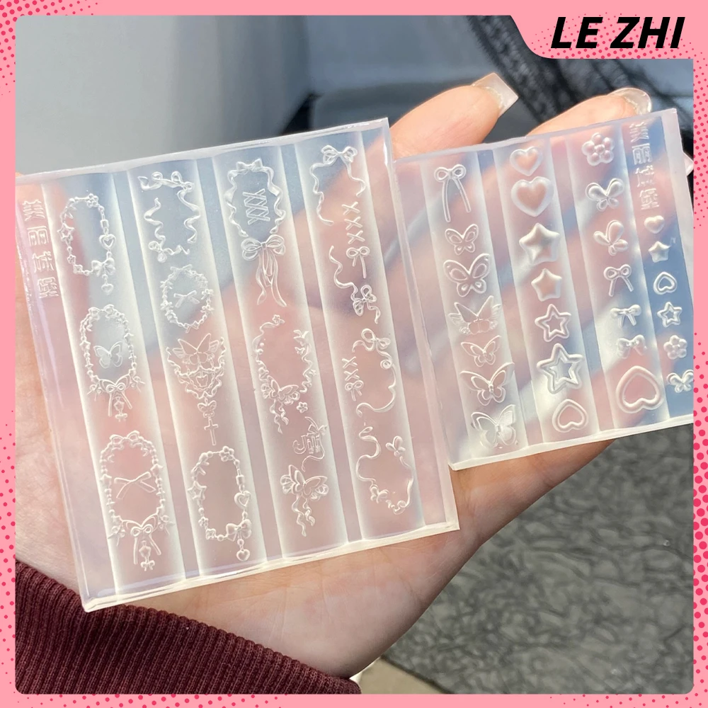 

Girlish Heart Lovely Bowknot Butterfly Nail Art Silicone Mold Charm Flower Five-Pointed Star Heart Necklace Ribbon Manicure Mold