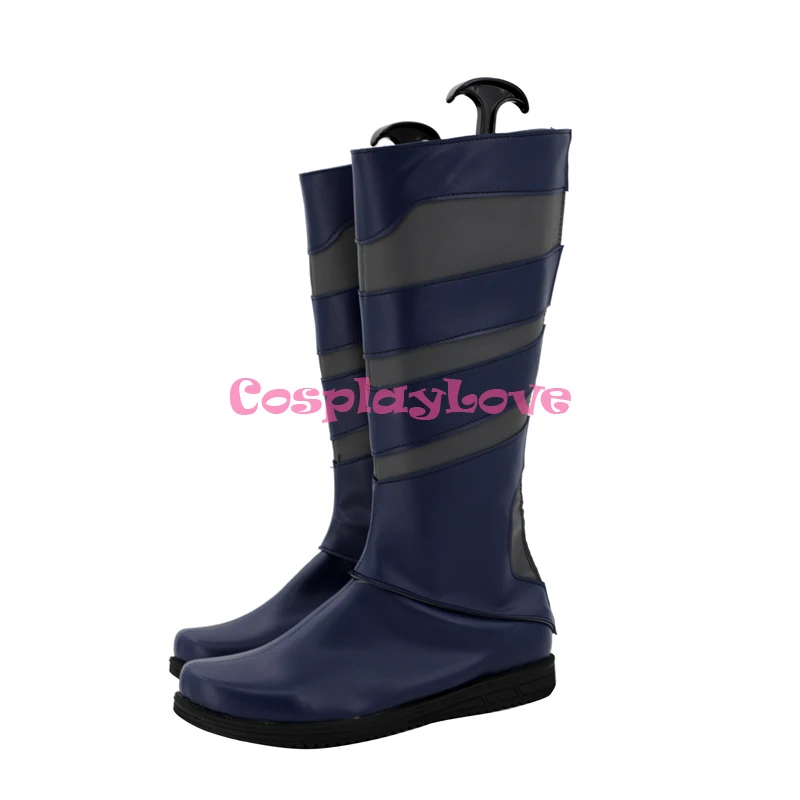 CosplayLove LOL Game Battle The Unforgotten Yone Coslay Shoes Stivali lunghi blu scuro in pelle realizzati su misura