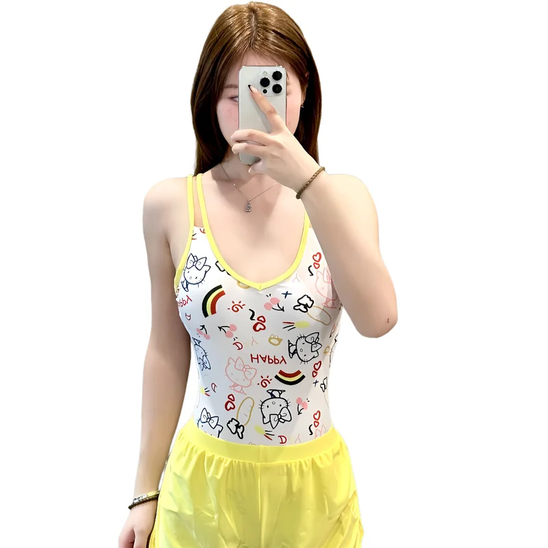 

Купальник Sanrio Hello Kitty: креативный, мультяшный, милый, новый стиль, спортивный, кавайный, для девочек, для вечеринок у бассейна, праздничные подарки, хит продаж