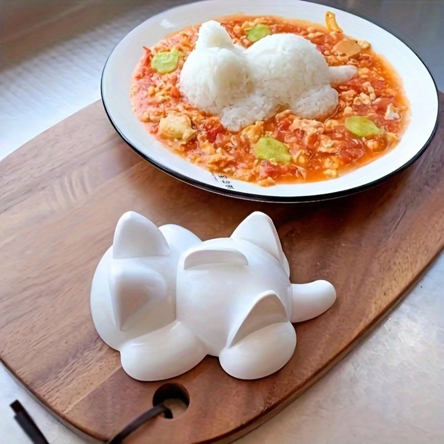 Molde de Sushi em Forma de Gato DIY, Ferramenta Doméstica para Preparar Alimentos, Molde Reutilizável para Arroz, Purê de Batata e Suprimentos de Confeitaria Q3366