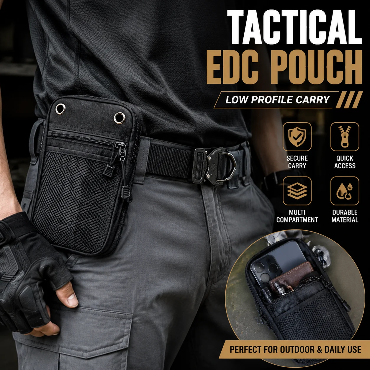Edc Carry Belt - Borsa tattica da cintura EDC, borsa