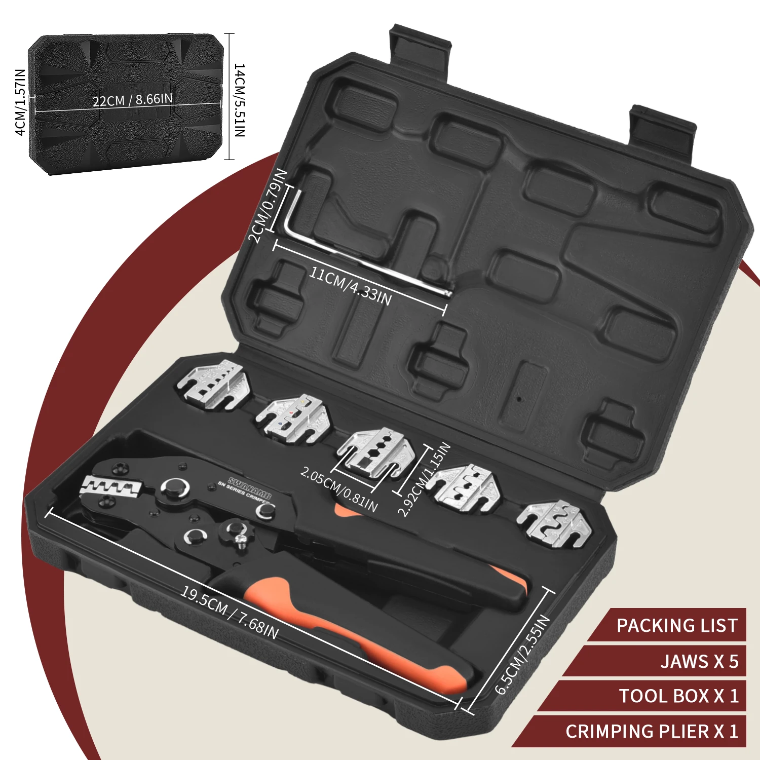 Ratchet Crimping Tool Kit With Interchangeable Jaws For Insulated Non-Insulated Terminals, Open Barrel, Dupont Connector,Sleeves