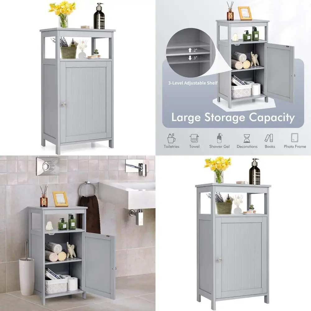 

Серый отдельностоящий шкаф для хранения с глубокими ящиками и регулируемой полкой для домашнего использования