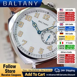 Baltany Vintage Homage Watch Sub-second Square Case MOP Dial Stainless Steel  Sapphire AR Crystal Mechanical Men's Wristwatch