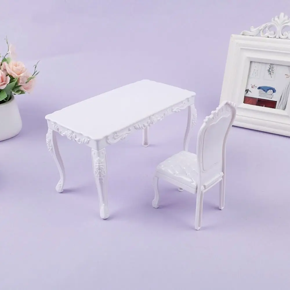1:6 Scale Dollhouse Table Chair Pretend Play Scene Model Doll Dining Table Miniature Furniture ABS Material