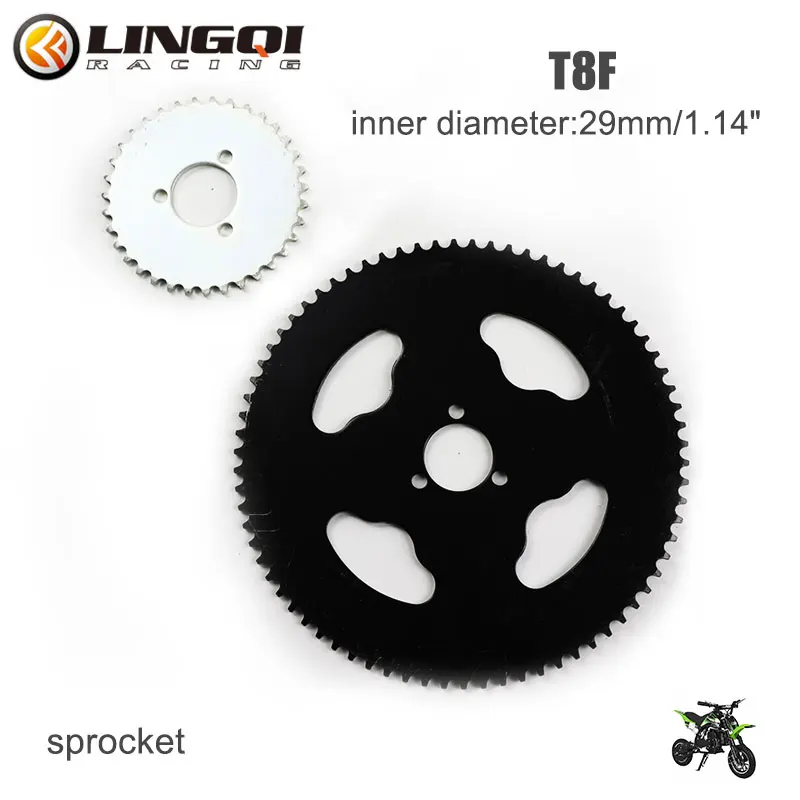 LINGQI T8F 32MM 74T 64T 58T 44T 38T 35T Rear Sprocket Motorcycle Gear Shaft Mini Moto ATV Quad Dirt Pit Pocket Bike Motocross