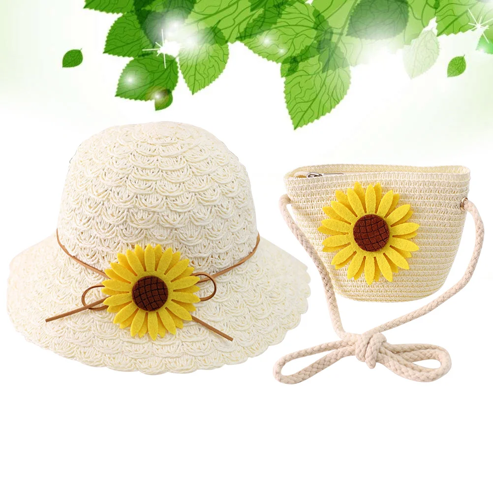 

Summer Straw Hat Wide Brim Uv Protection Breathable Sunhat Beach Tote Bag Travel Outdoor Straw Hat Sun Cap