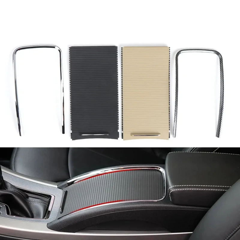 For Buick Lacrosse 09-13 Console Sliding Shutters Cup Holder Roller Blind Cover & Armrest Box Trim Ring Strip Plating