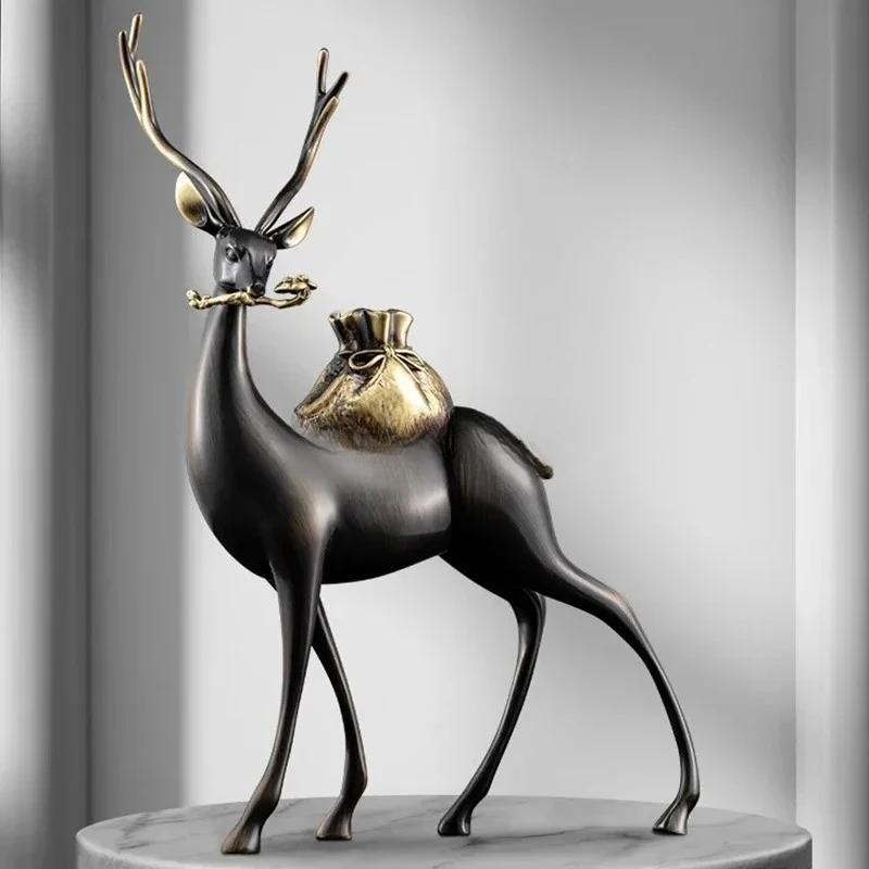 

Living room entrance TV cabinet office lucky copper deer home decoration light luxury high-end ornament