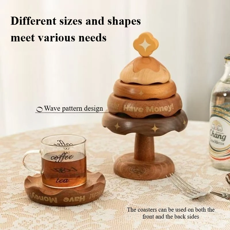 Christmas tree coasters - wooden heat-resistant and insulating mats decorative items high-temperature resistant coasters