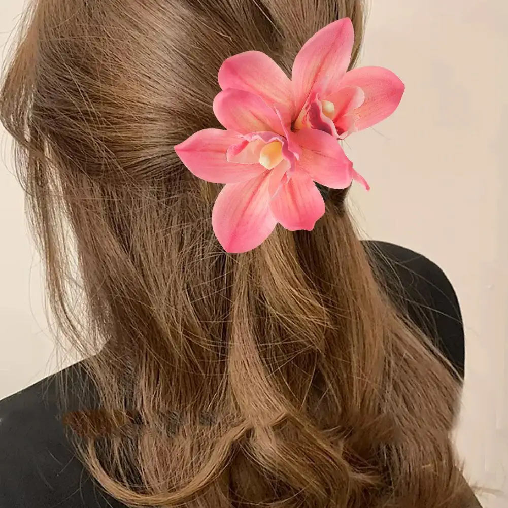 Bohemian simulado orquídea clipe de cabelo, Side Bangs, clipe de cabelo quebrado, Headwear nupcial casamento, moda da menina, novo