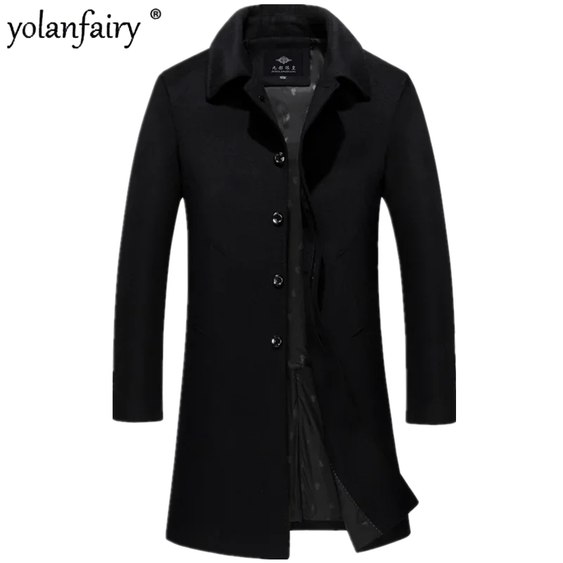 

2023 New Men's Coat Winter Trench Coat Men Cashmere Mens Thick Wool Coat Long Coats Male Warm Windbreaker Jackets for Men F