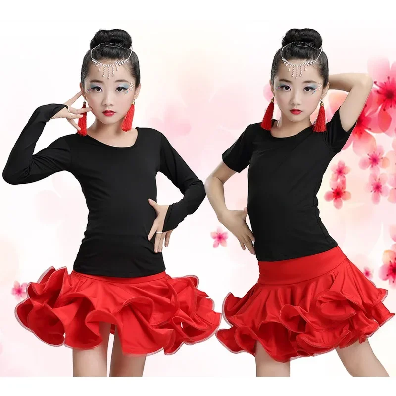 New children's Latin dance suit long sleeved girls' practice clothes children's Latin dance skirt tassel dress ropa mujer