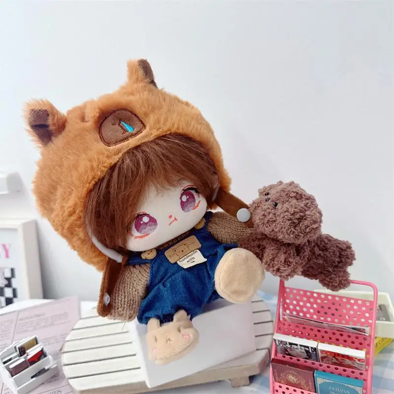 Topi Capybara lucu 20cm sweter Cinta setelan lengkap boneka mewah Kawaii boneka katun idola lembut aksesori baju DIY untuk anak perempuan