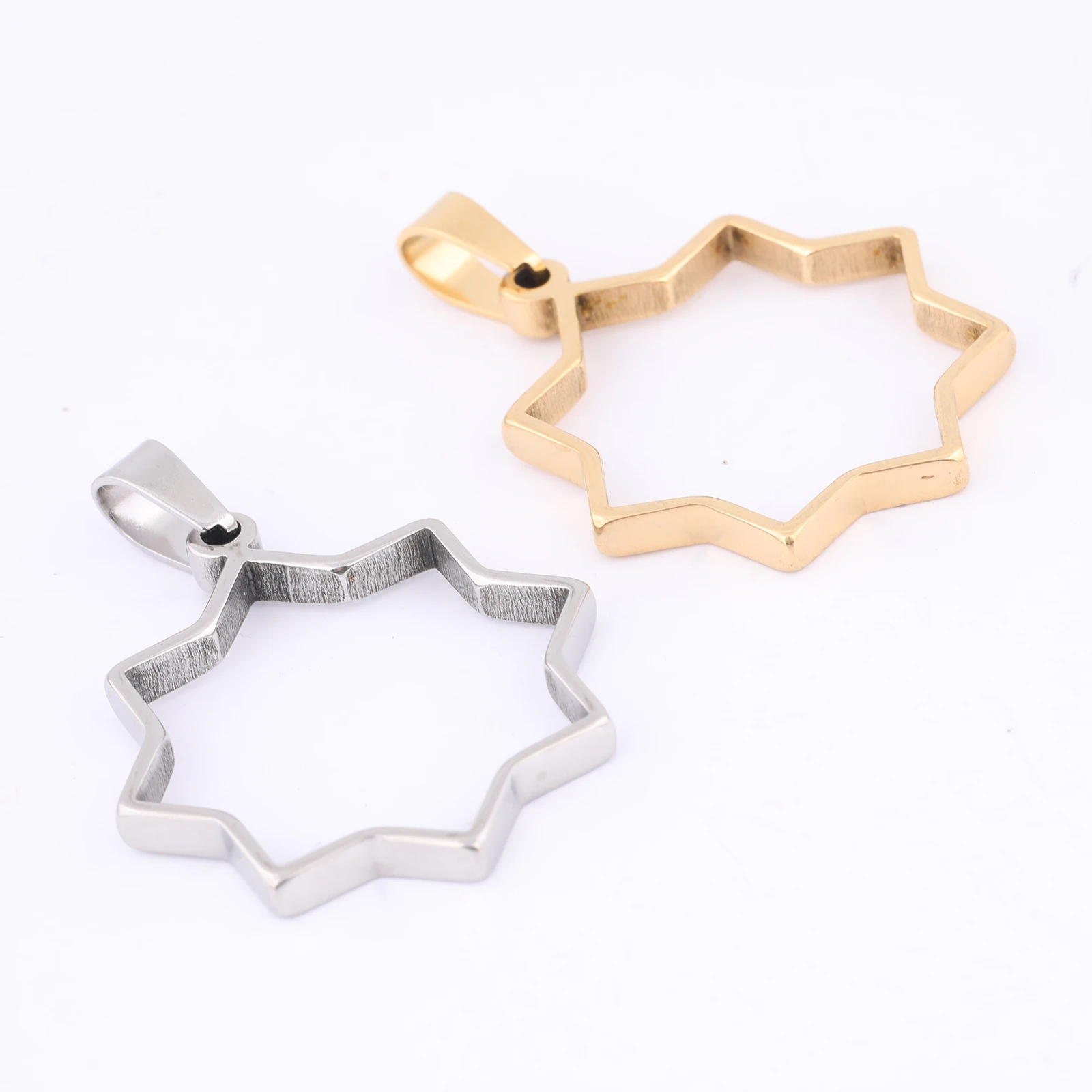 10pcs Stainless Steel Gold Plated Snowflake Open Bezel Charms Diy Hollow Pendant Frame Setting Blanks For Resin Jewelry Making