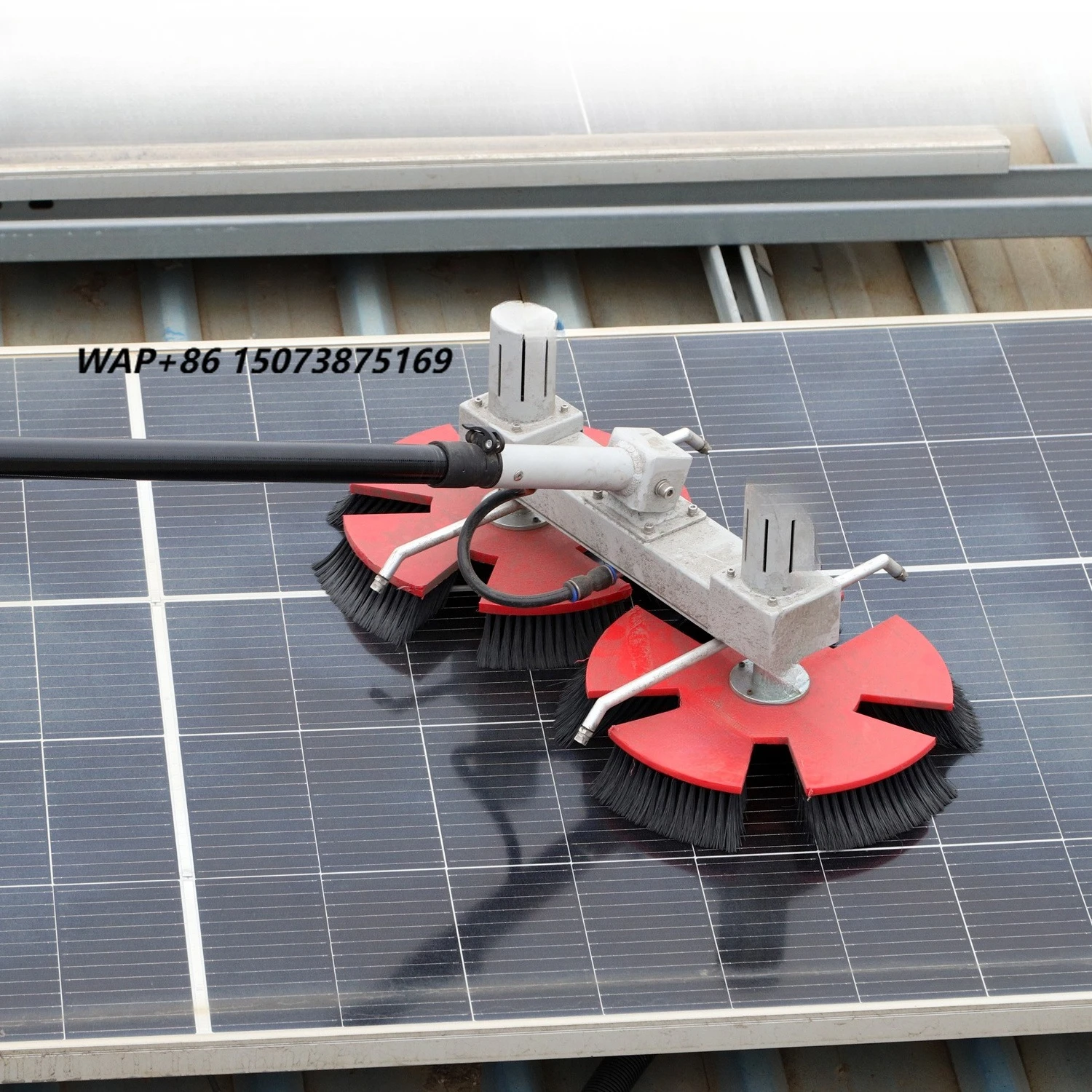Telescopic PV Panel Brush Kit Solar Panel Cleaning Brush 90 Degrees Rotatable Brush Double Head Photovoltaic Cleaning Machine