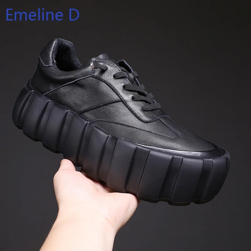 Platform Skate Sneakers Elastic Quick Lace Closure Rounded Toe Thick Vertical Street Casual Comfortable Closed Toe Fashion Shoes