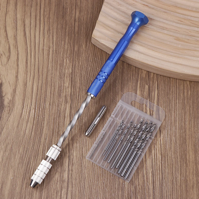 Набор ручных спиральных сверл 0,5-3 мм, синий удлиненный полуавтоматический инструмент для сверления янтарных пластиковых печатных плат, спиральная дрель, бытовые инструменты