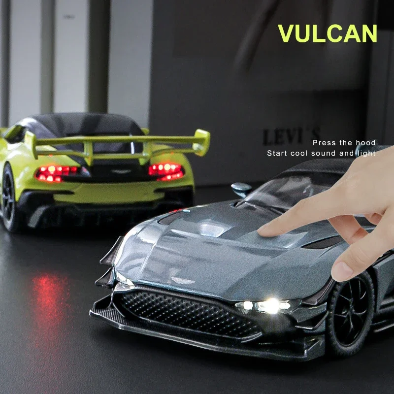 Diecast 1:32 Aston Martin Vulcan Car Model Simulation Alloy Vehidles Children's Toy Car Gift with Sound Light Miniature Voiture