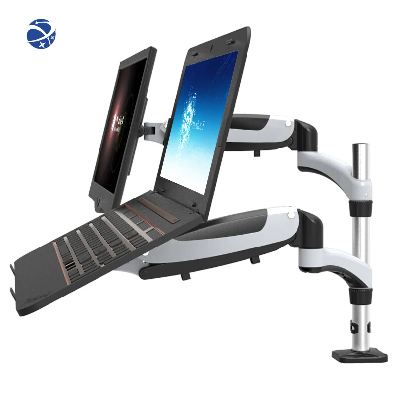 LCD Monitor Arm with Laptop Notebook  Adjustable height dual Monitor Mount Stand