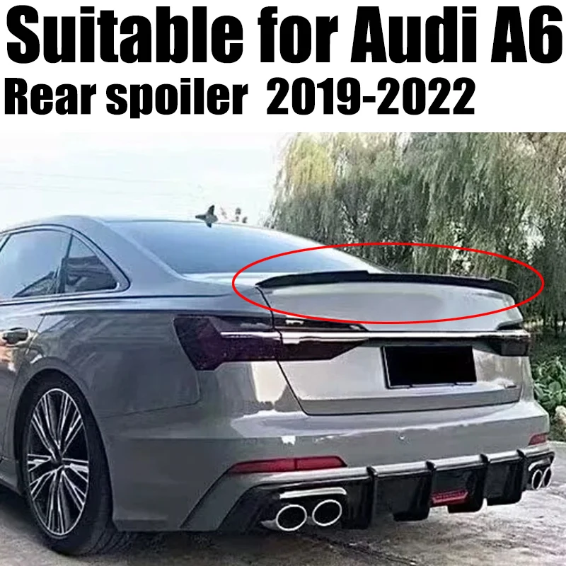 

Use For NEW Audi A6 C8 2019 2020 2021 2022 Spoiler ABS Plastic Carbon Fiber Look Rear Trunk Wing Car Body Kit Accessories