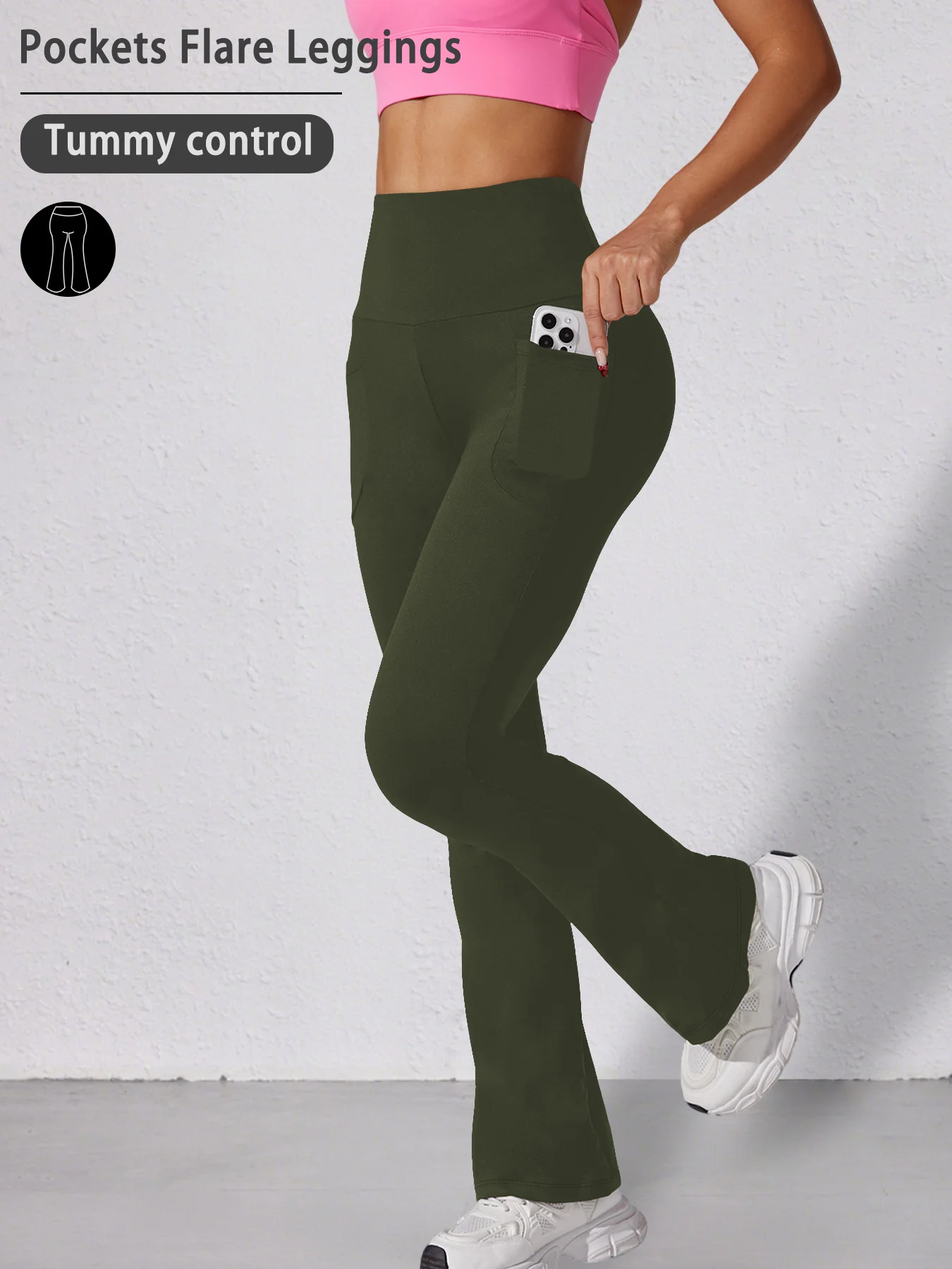 

Женские супермягкие расклешенные брюки с карманами, леггинсы для йоги с высокой талией и контролем живота, расклешенные брюки