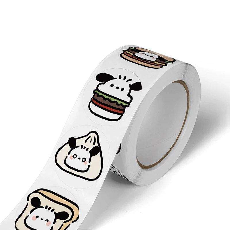Autocollants mignons de dessin animé Sanurgente Pochacco, décalcomanies pour ordinateur portable, scrapbooking, jouets Kawaii, cadeaux, 1 rouleau