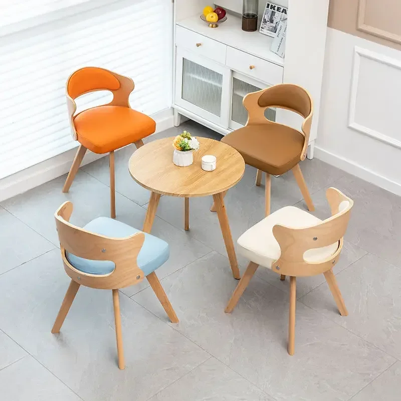 Solid wood household rotating computer chair Student desk chair Simple small and compact writing Backrest dining chair Makeup