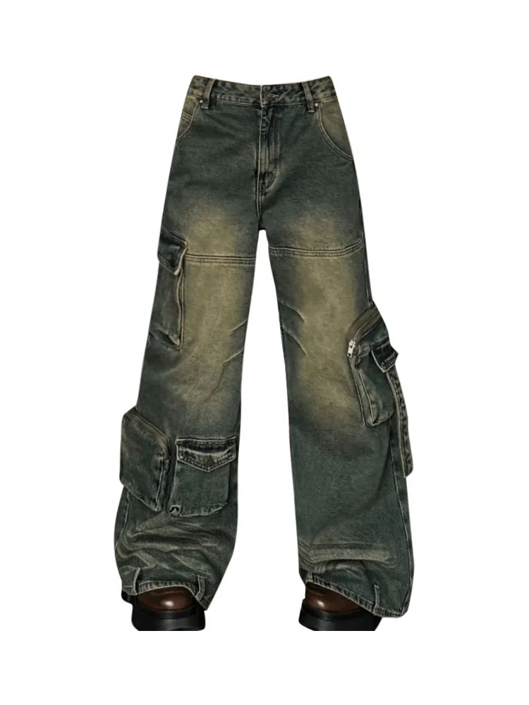 Japanese Streetwear Fashion Trousers Baggy Cargo Pants Office Lady Wide Pants Casual Long Jeans Casual Vintage Cyber New Trend