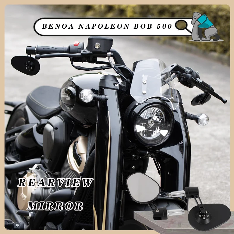 Motorcycle Refitting General Aluminum Rearview Mirror with Wide Field Vision Handlebar End Mirror For BENDA450 NAPOLEON BOB 500