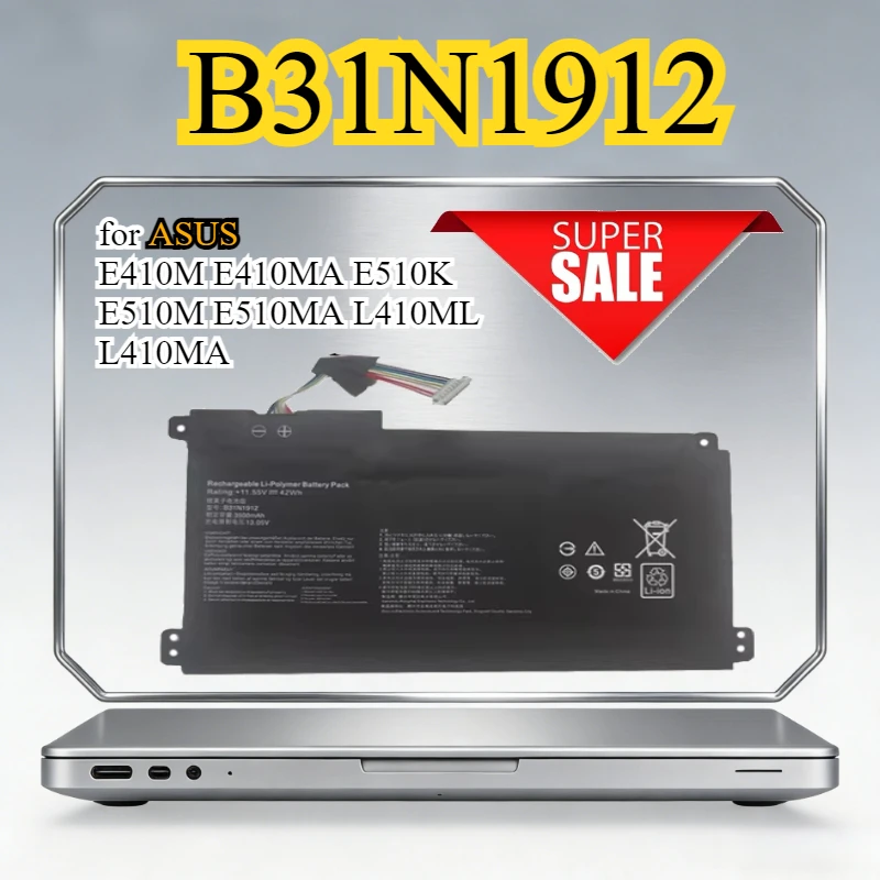 

B31N1912 Laptop Battery for ASUS E410M E410MA E510K E510M E510MA L410ML L410MA 11.55V Li-Polymer Battery