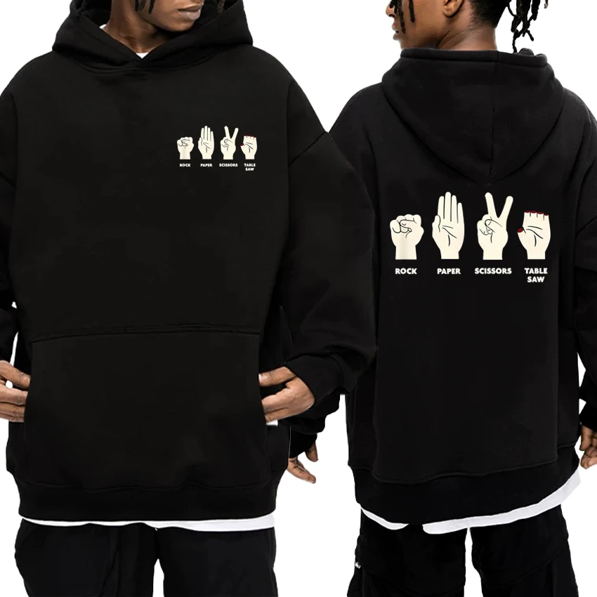 

New Rock Paper Scissors Table Saw Funny Humor Carpenter Contractor Hoodies Men women vintage Fleece Sweatshirt Unisex pullover