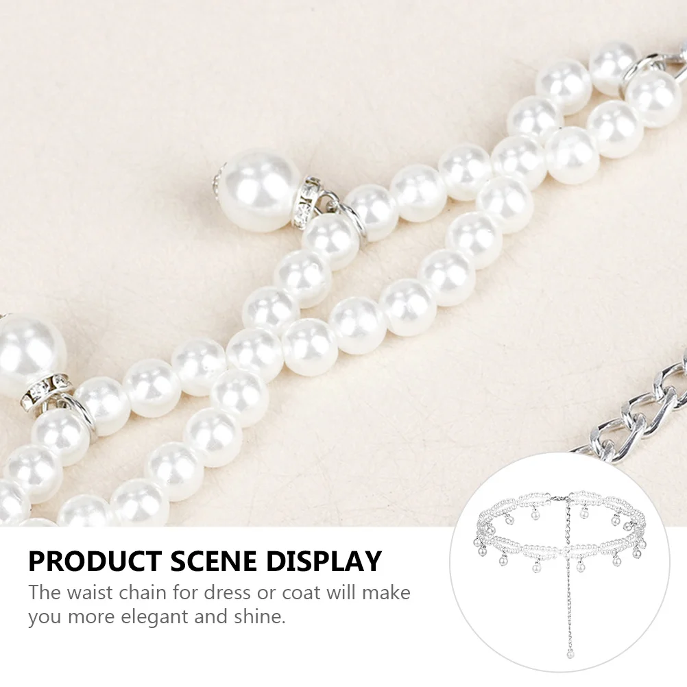 

Pearl Waist Chain for Women Elegant Dress Body Chain Fashion Pendant Waistband for Party Daily Wear Outfit Accessory